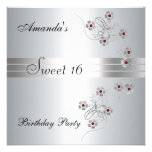 Sweet 16 Silver Birthday Party Invitation