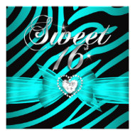 Sweet 16 Sixteen Aqua Blue Black Zebra 2