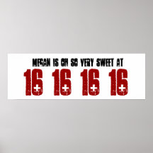 Sweet 16 Sixteen Birthday Party Banner Custom Name Posters