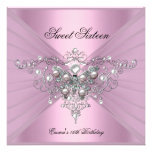 Sweet 16 Sixteen Birthday Party Pink Butterfly Personalized Announcements