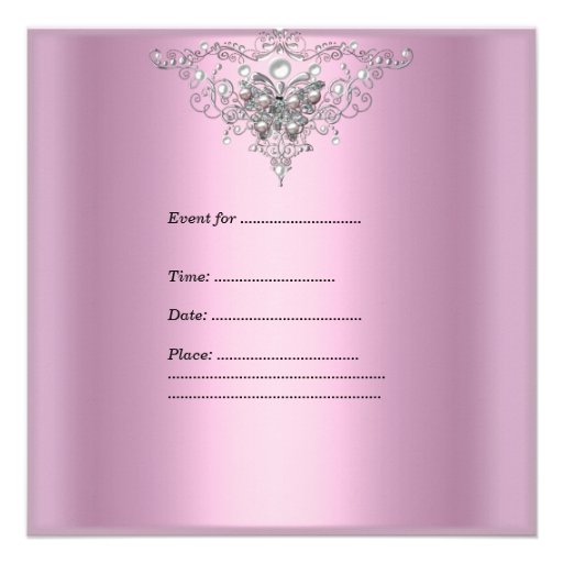 Sweet 16 Sixteen Birthday Party Pink Butterfly Personalized Announcements