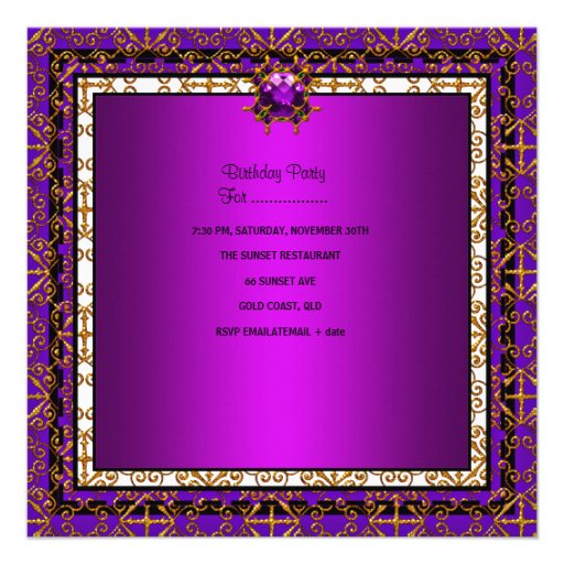 Sweet 16 Sixteen Birthday Party Purple Pink Gold Announcement