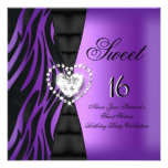 Sweet 16 Sixteen Birthday Party Zebra Purple Custom Announcements