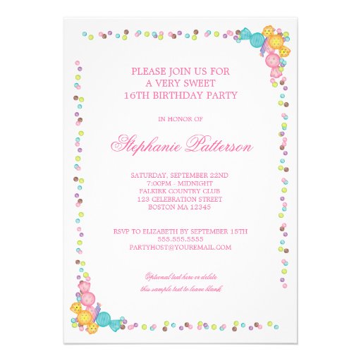 Sweet 16 Sixteen Candy Collection in Pink Brown Invitations