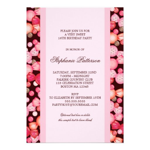 Sweet 16 Sixteen Candy Collection in Pink Cards