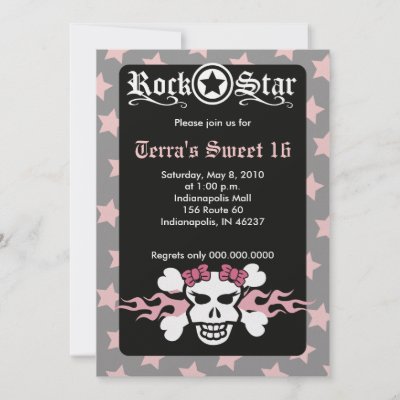 SWEET 16 SIXTEEN SKULL PUNK ROCKER BIRTHDAY PERSONALIZED ANNOUNCEMENT by 