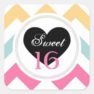 Sweet 16 Stickers: Spring Pastel Chevron Print