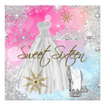 Sweet 16 Sweet Sixteen Pink Blue Gold Elite invitations
