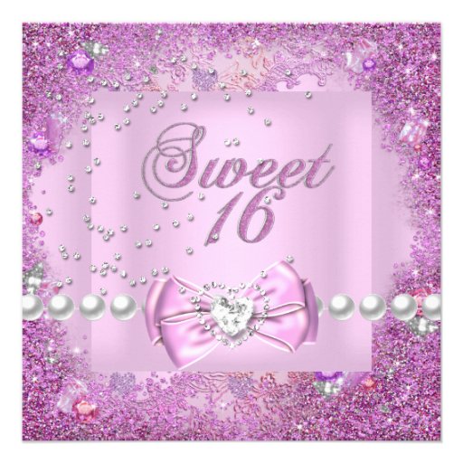 Sweet 16 Sweet Sixteen Pretty Pink Pearl Custom Invites