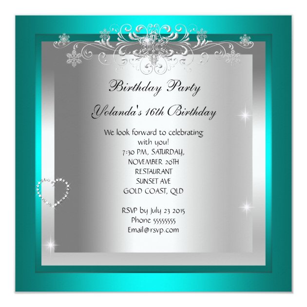 Sweet 16 Sweet Sixteen Teal Tiara Eiffel Tower Card