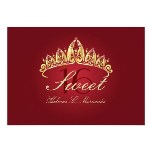 Sweet 16/ tiara/ruby invitations