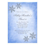 Sweet 16 Winter Wonderland Sparkle Snowflakes Blue Personalized Announcements