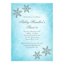 Sweet 16 Winter Wonderland Sparkle Snowflakes Invitation