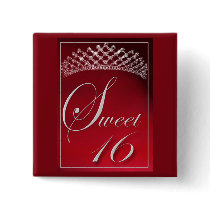Sweet 16 with a tiara! buttons by perfectpostage Sweet 16 with a tiara! buttons