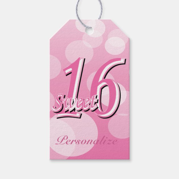 Sweet 16 Word Art | 16th Birthday Pack Of Gift Tags