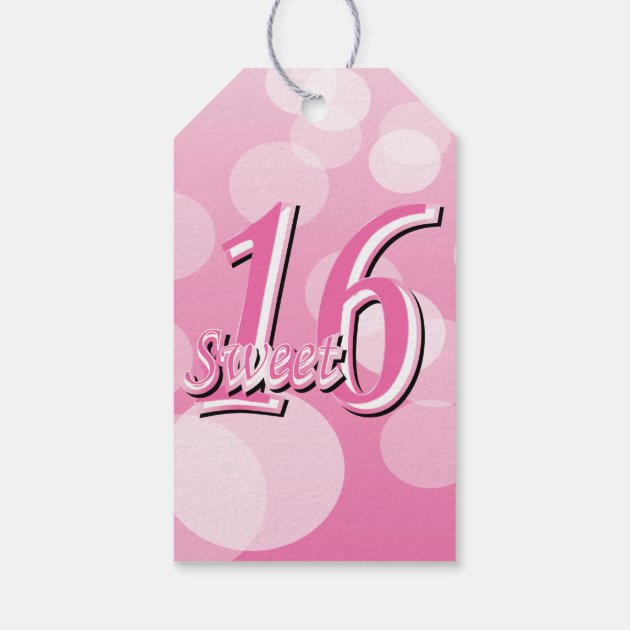 Sweet 16 Word Art | 16th Birthday Pack Of Gift Tags