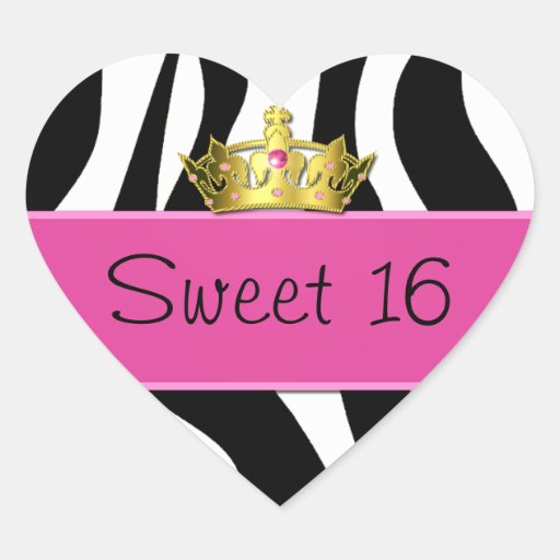 Sweet 16 Zebra Print Sticker Zazzle