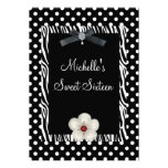 Sweet 16th Birthday Black White Zebra Spot Flower Personalized Invitations