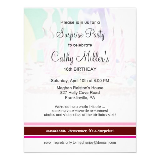 Sweet 16th Birthday Party Invitations - Surprise