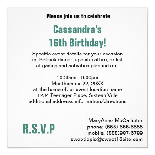 Sweet 16th Birthday with Large Photo Invite