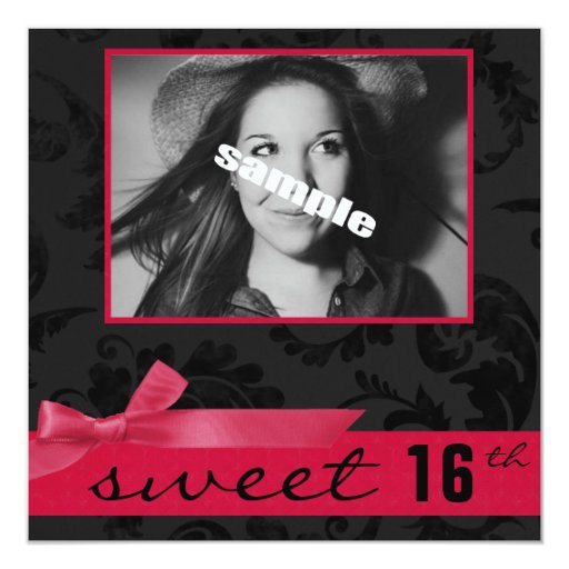 Sweet 16th Teen Birthday Party Pink And Black Card Zazzle