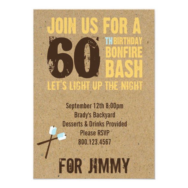 Sweet 60th Birthday Bonfire Invitations