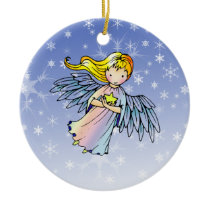 Sweet Angel Holding Star Christmas Ornament
