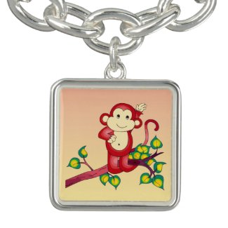 Sweet Animal Red Monkey Charm Bracelet