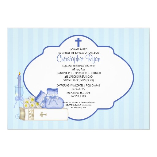 Sweet Baby Boy Baptism Inviation Custom Announcement