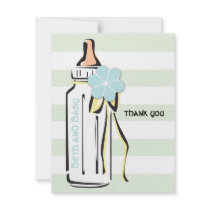 Sweet Baby Boy Bottle Note Card Announcements
