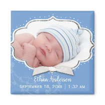 Sweet Baby Boy Photo Birth Announcement Magnets magnets