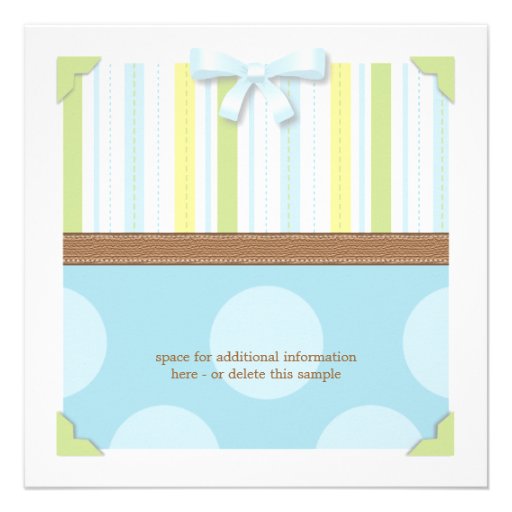 Sweet Baby Boy Stripes & Polka Dot Baby Shower Personalized Invitation