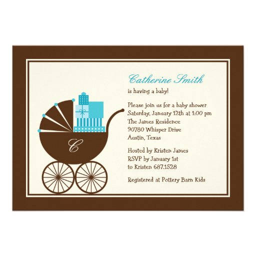 Sweet Baby Carriage Baby Shower Invitation - Blue
