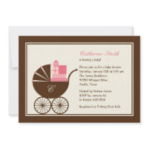 Sweet Baby Carriage Baby Shower Invitation - Pink