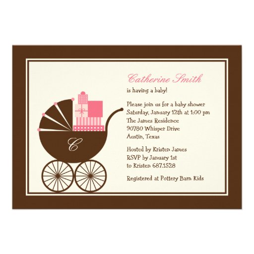 Sweet Baby Carriage Baby Shower Invitation - Pink
