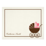 Sweet Baby Carriage Baby Thank You Card - Pink invitations