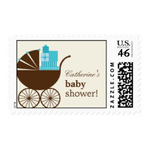 Sweet Baby Carriage Custom Postage Stamp - Blue