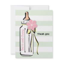 Sweet Baby Girl Bottle Note Card Personalized Invitation