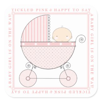 Sweet Baby Girl Carriage Baby Shower in Pink Stickers
