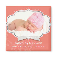 Sweet Baby Girl Photo Birth Announcement Magnets magnet