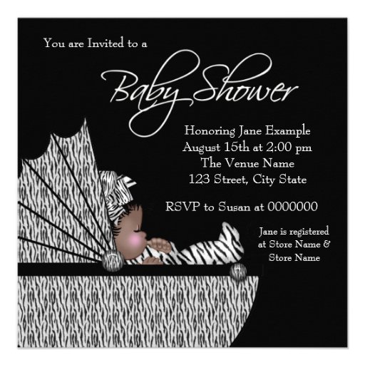 Sweet Baby Girl Zebra Baby Shower Invitation
