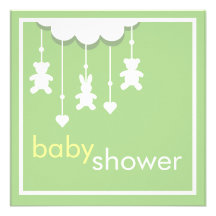Sweet Baby Green Mobile Baby Shower Invitation