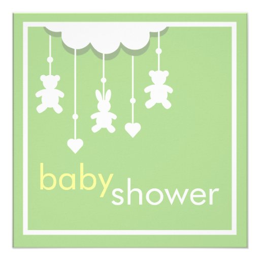 Sweet Baby Green Mobile Baby Shower Invitation