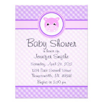 Sweet Baby Hippo Purple Baby Shower Invitations invitations