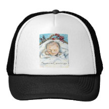 Sweet baby in a gift basket holiday scene mesh hats