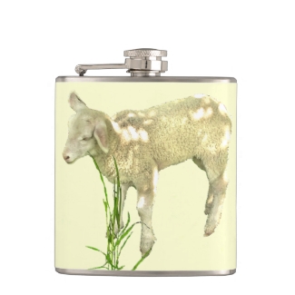 Sweet Baby Lamb on Yellow Flask