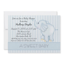Sweet Baby Light Blue Elephant Baby Shower invitations