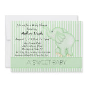 Sweet Baby Light Green Elephant Baby Shower