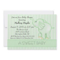 Sweet Baby Light Green Elephant Baby Shower invitations