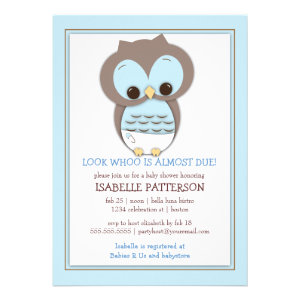 Sweet Baby Owl Boy Whoo Baby Shower Invitation